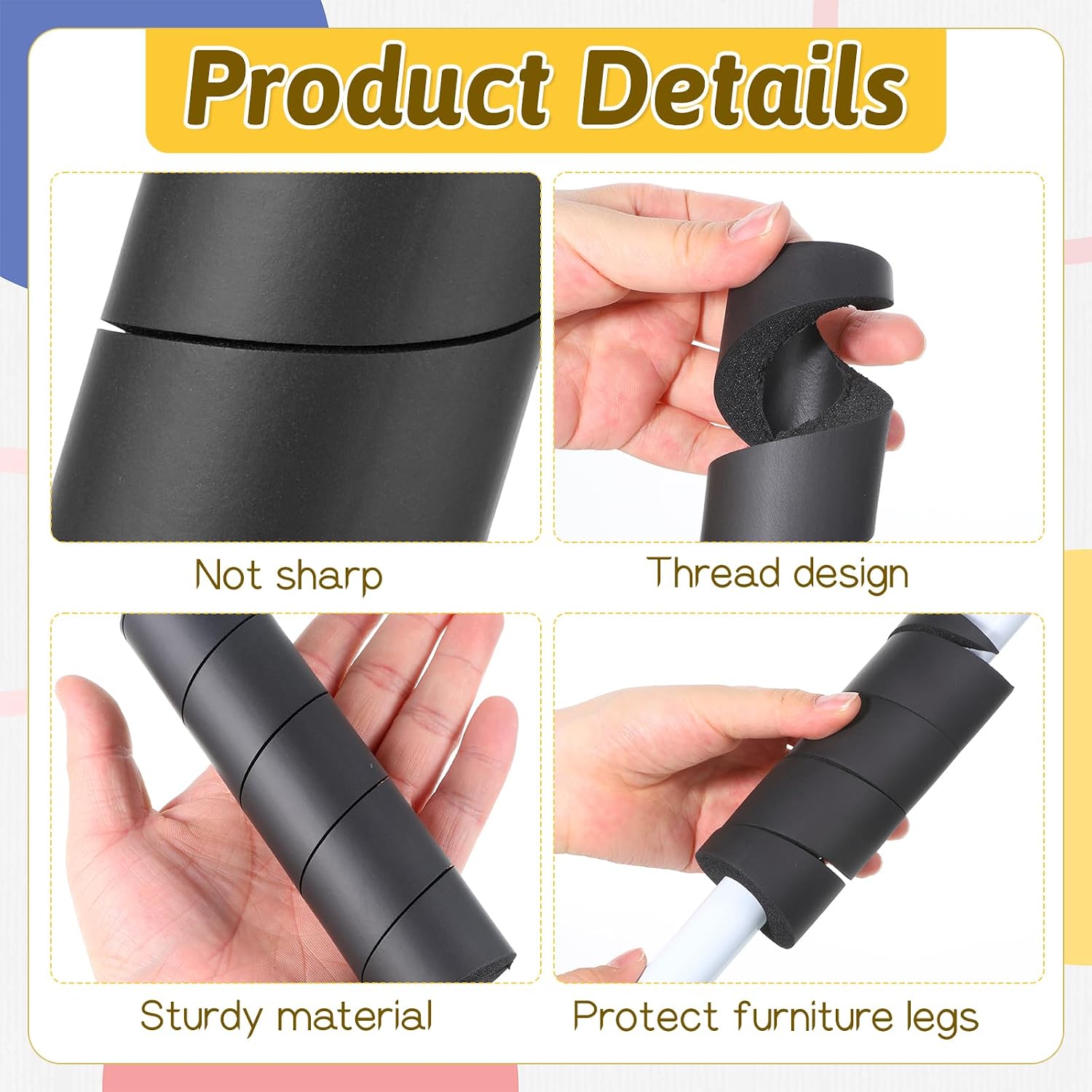 16 Pcs Bed Frame Toe Protectors, 5.9 x 1.6 x 6.0 Inches