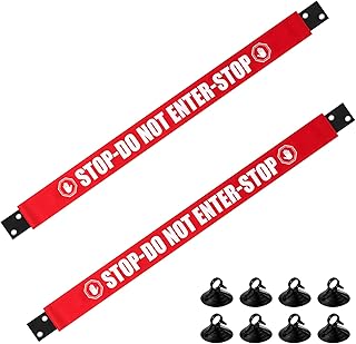 2 Pcs Stop Do Not Enter Sign with Magnetic Ends Red Warning Sign with 8 Suction Cup Nylon Door Barricade