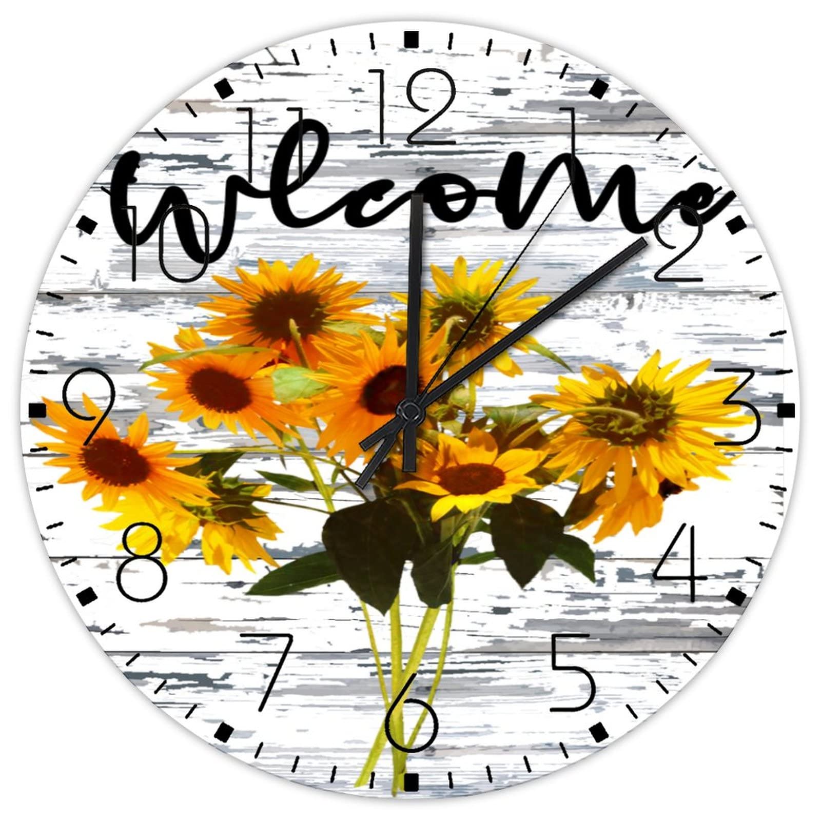 Horloge murale silencieuse sans tic-tac en bois 38 cm pour chambre à coucher et bureau calme