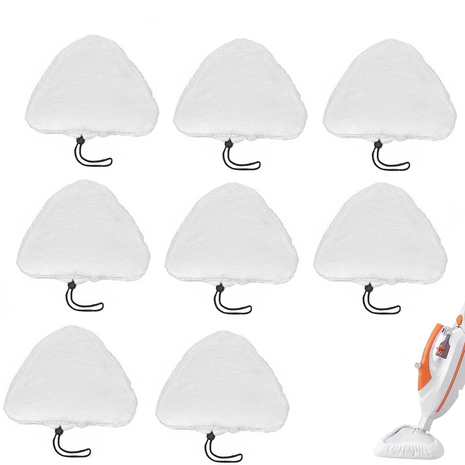 Simdao White 8Pcs Steam Mop Pads,Universal Triangular Microfiber Cleaning Cloth Replacement Mops Covers Compatible With H2o X5 Steam Mop, Cleaning Pad For Hd,Vax S2,Viledas Steam Mop Handheld Steam Cleaner