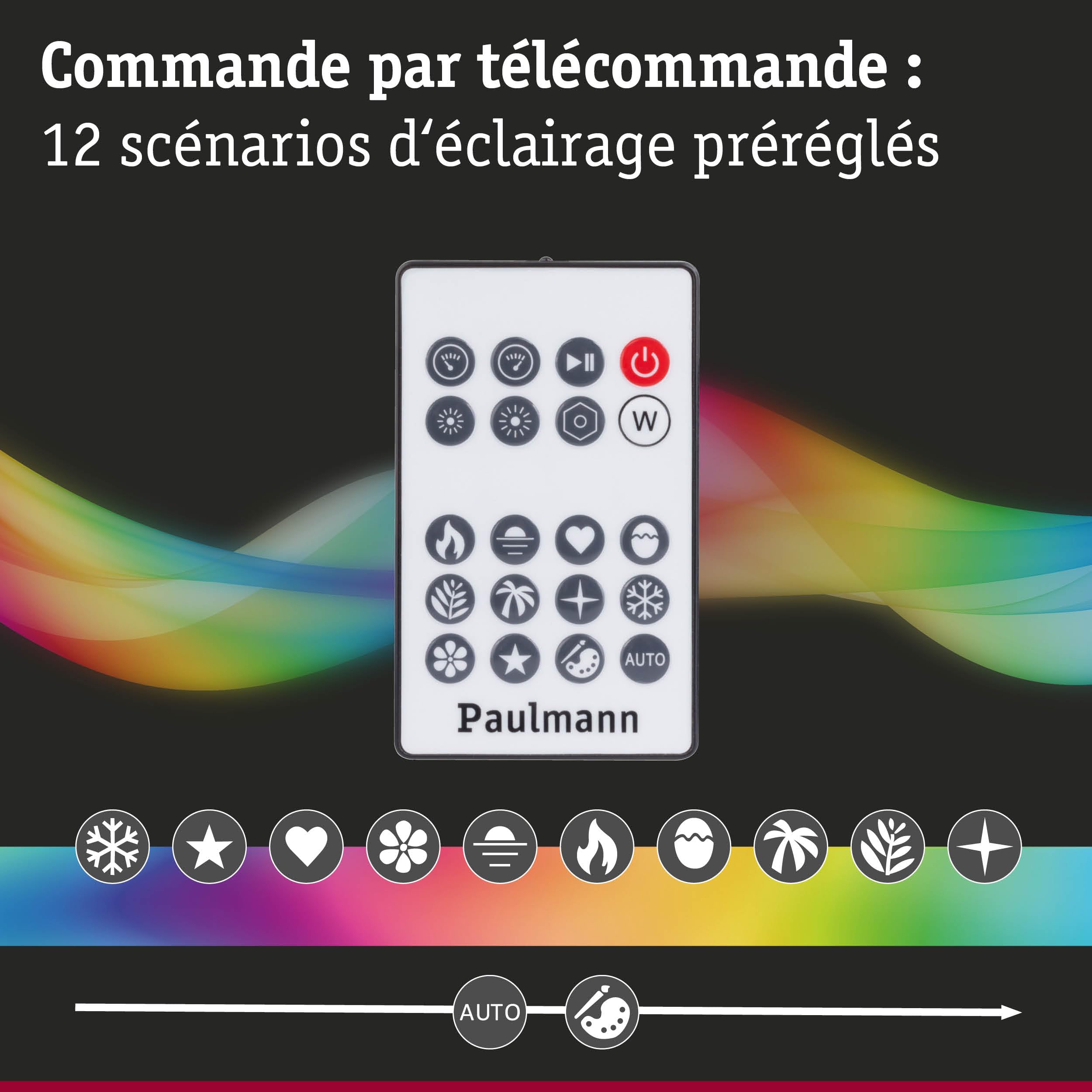 Paulmann 78878 EntertainLED Barre lumineuse LED RVB à intensité variable 2 x 0,6 W 2 x 24 lm RVB