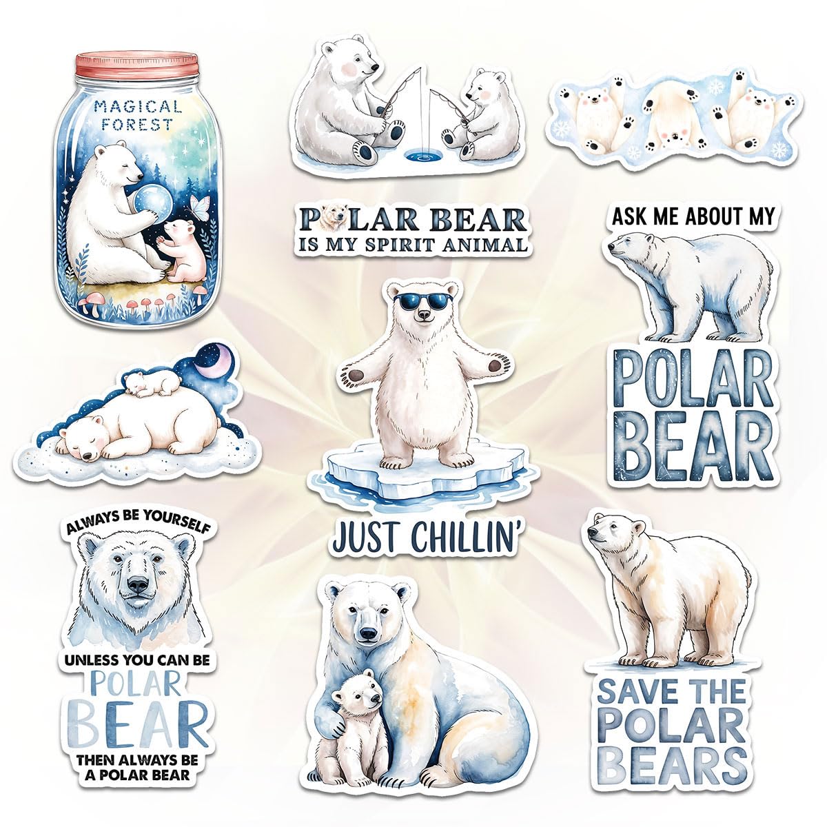 Autocollants ours polaire imperméables 7.6 cm Save The Polar Bears