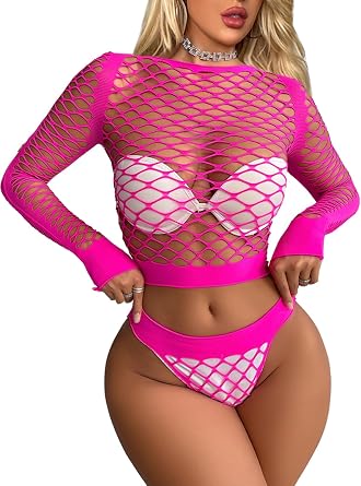 Buitifo Womens Lingerie Set Fishnet BabyDoll Bodysuit Two Piece Nightwear