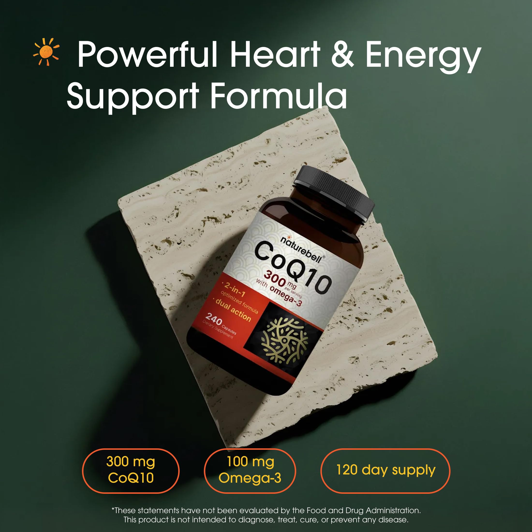 NatureBell CoQ10 300mg - 240 Capsules - High-Potency Support for Healthy Heart - Daily Energy & Vitality Aid with Antioxidant Support - Easily Absorbed Ubiquinone & Omega-3* — Amazon image 2
