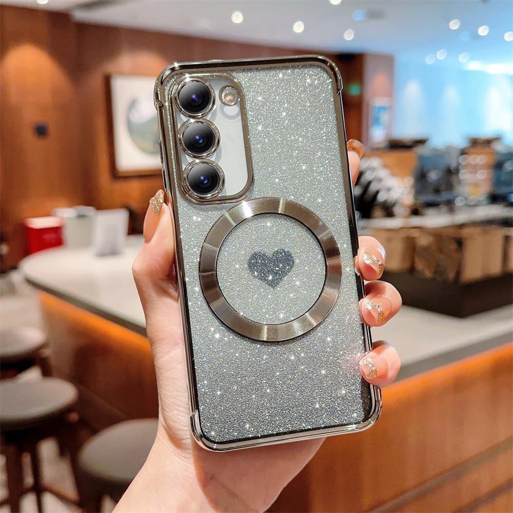 Coque magnétique S24 Ultra avec paillettes et cœurs - 7