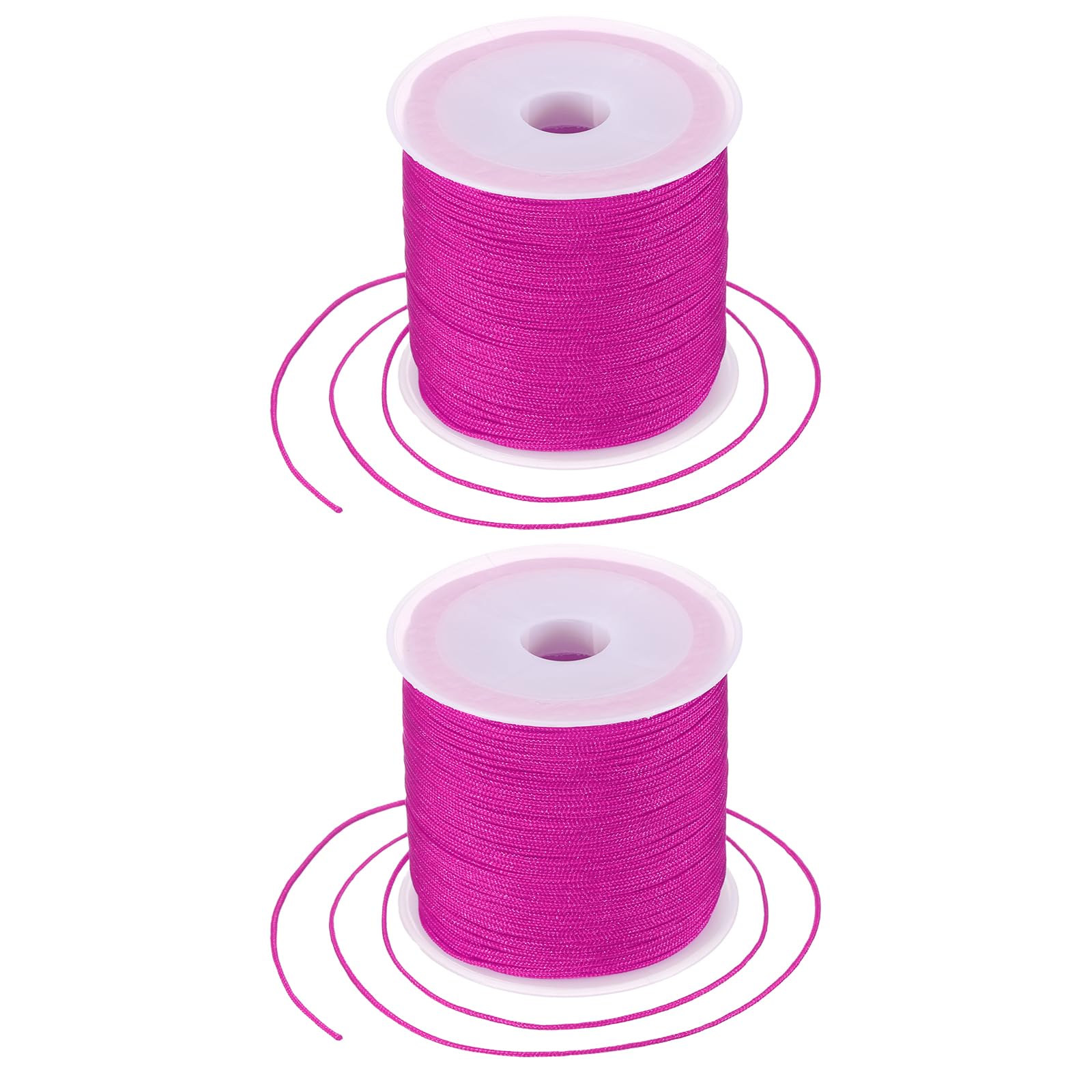 sourcing map 2 Pcs 0.8mm Nylon String for Bracelets, 44 Yards Satin Nylon Beading Thread Chinese Knotting Cord for Jewelry Making DIY Craft Beading Friendship Necklace Bracelet(Rose Red)
