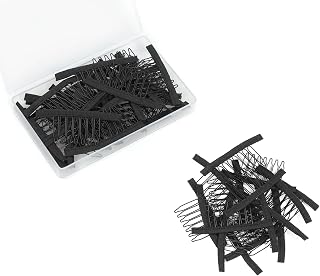 xuxisowo 60 Pack Black 7-Teeth Wig Clips Combs - Durable Stainless Steel Wig Combs for Secure Wig Caps