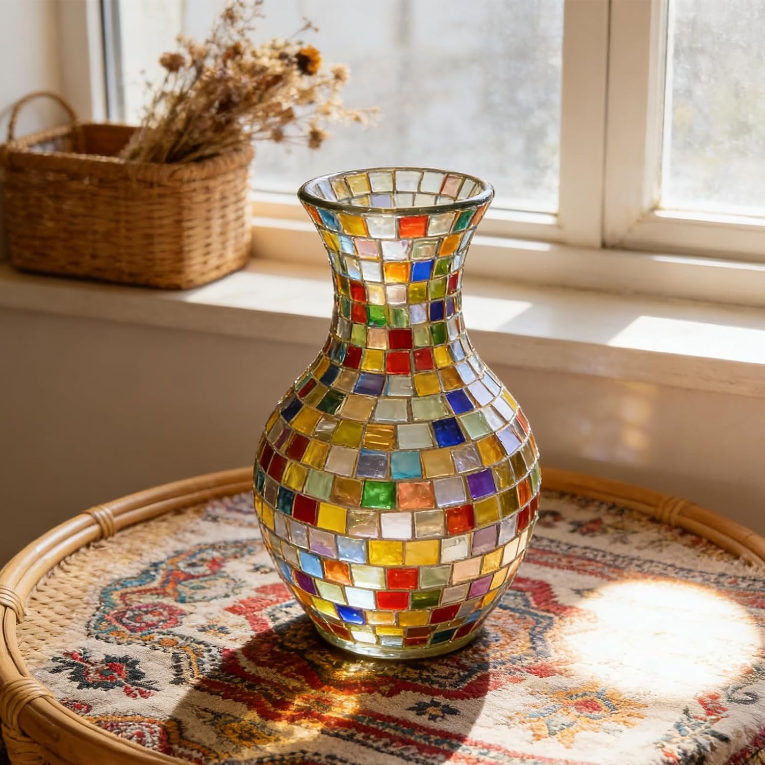 2.2 Pounds Mixed Glass Mosaic Tiles 1100pcs Stained Glass Pieces for Square Bulk Mosaic Supplies for Home Decor Artists Crafts DIY (Classic, 1100)