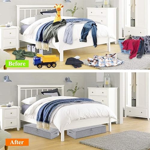 Miniatura 9 de punemi Almacenamiento debajo de la cama, paquete de 3 bolsas contenedoras de almacenamiento debajo de la cama con tapa, organizador plegable y