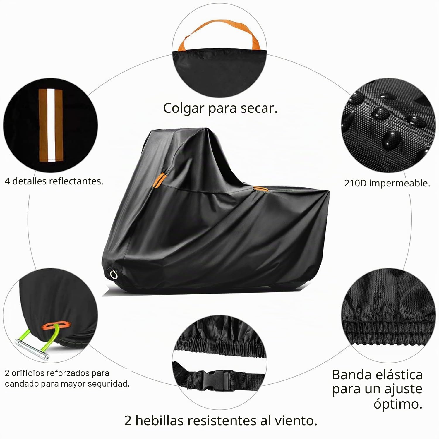 Funda De Moto Impermeable con Nano Tela 420D,Telo per Moto Da Esterno,Funda Impermeable para Motocicleta,con Bandas Reflectantes & Orificios Antirrobo,para Motocicletas(XL 280 x 96 x 138 Cm)