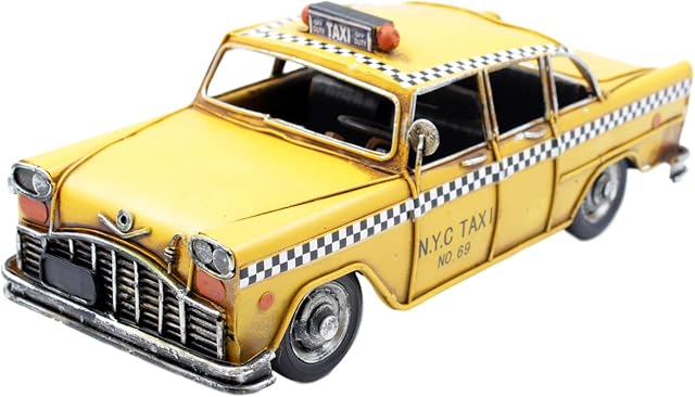 Vintage Retro New York City Taxi Yellow Cab Tin Model