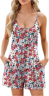 Mono corto casual de verano para mujer, ajuste clásico, color sólido, con bolsillos, sin mangas, de una pieza, pantalones cortos para salir, playa, vacaciones