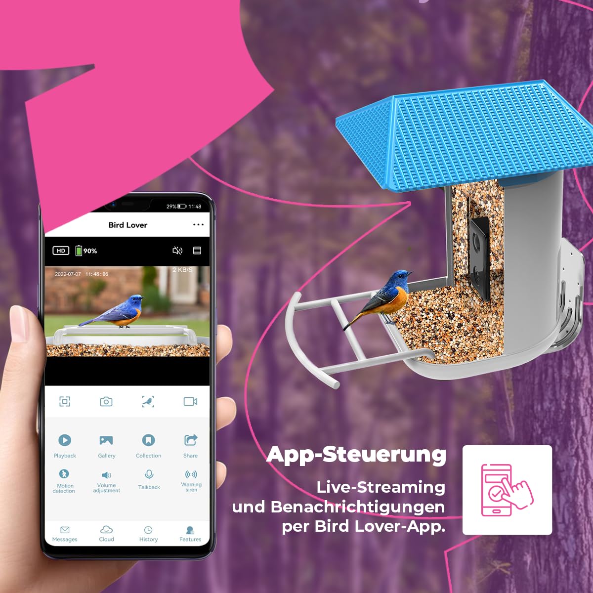 Spacetronik Vogelfutterhaus mit Kamera, Smart Vogelhaus mit Kamera