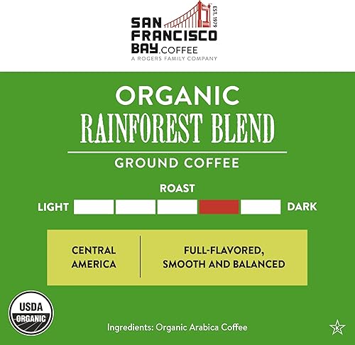 Miniatura 3 de San Francisco Bay Café Organic Rainforest Blend - Bolsa de 28 onzas, tostado oscuro medio molido, USDA orgánico