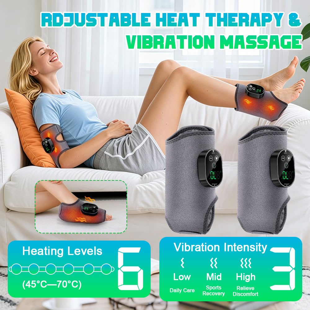 Masajeador de Pies Eléctrico 3 en 1 Inalámbrico,2 Recargable Foot Massager con 3 Modos,6 Niveles de Calor,Temporizador de 3 Tiempos,Incluye Banda de Extensión,para Tobillo Talón Planta y Empeine