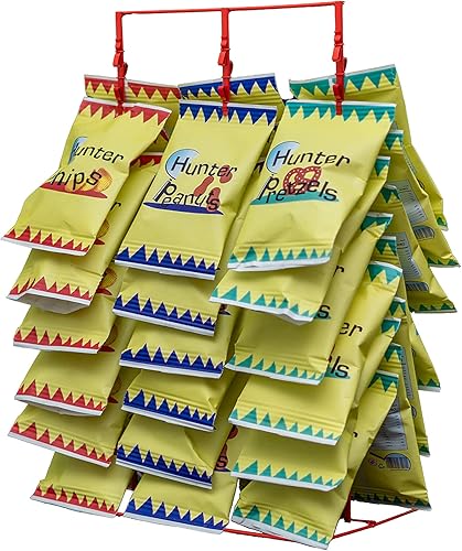 Estante de 3 niveles para tiras de papas fritas, encimera, carrito de aperitivos, soporte portátil para bolsas de papas fritas, color rojo