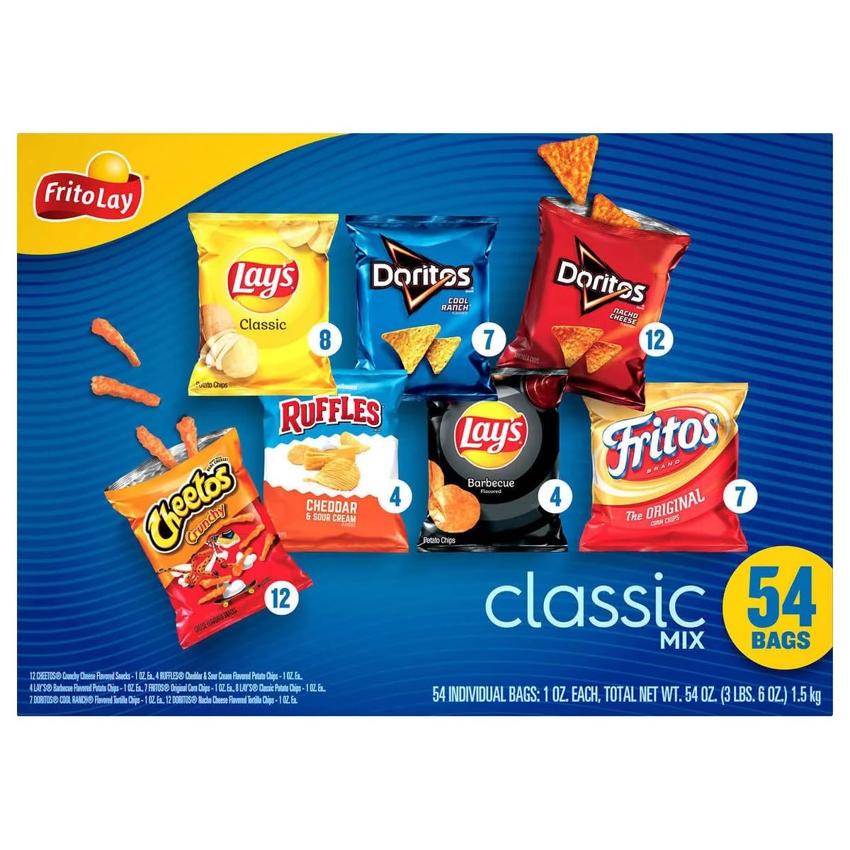 Frito Lay Classic Chips Variety, 1 Ounce (54 Count)