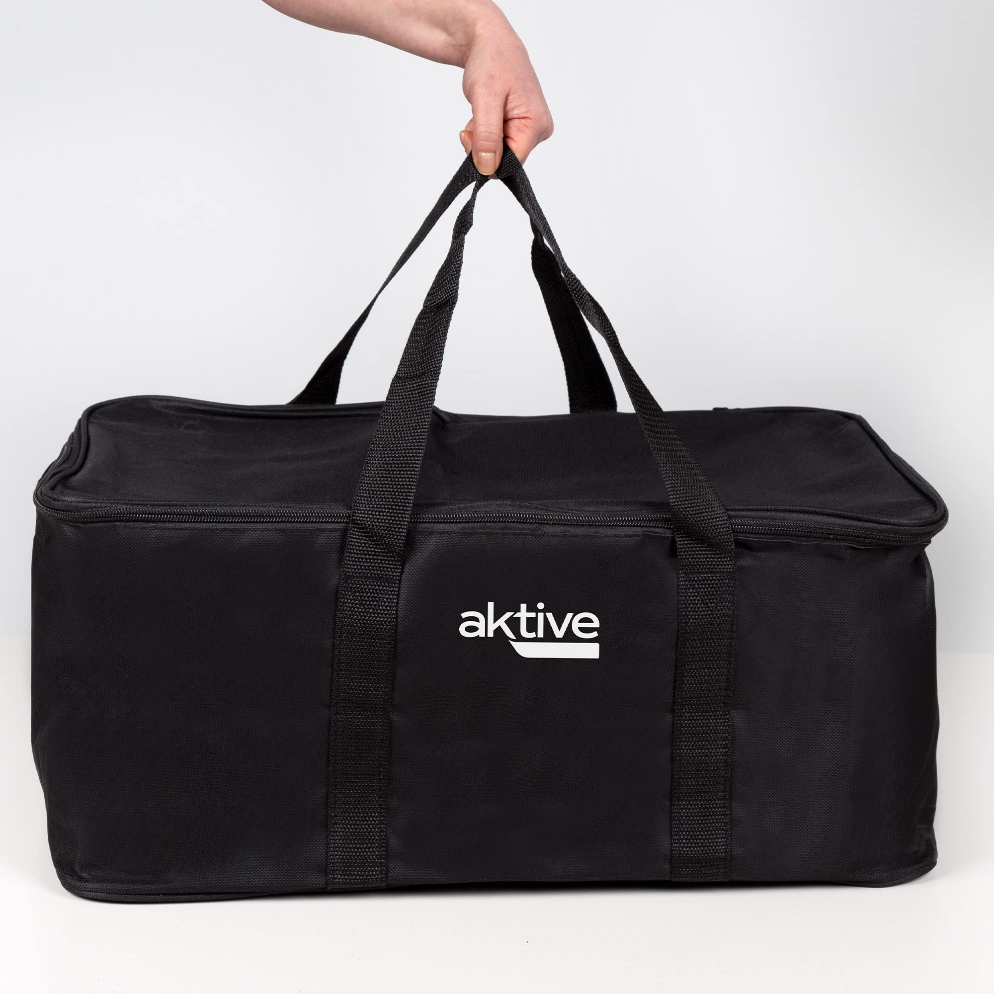 Aktive - Barbacoa Portátil a carbón recargable a pilas sin Humo Negra rectangular, Protección antigoteo, Medidas 45x28x19cm, Incluye bolsa de transporte, parrilla terraza, balcón (63004)