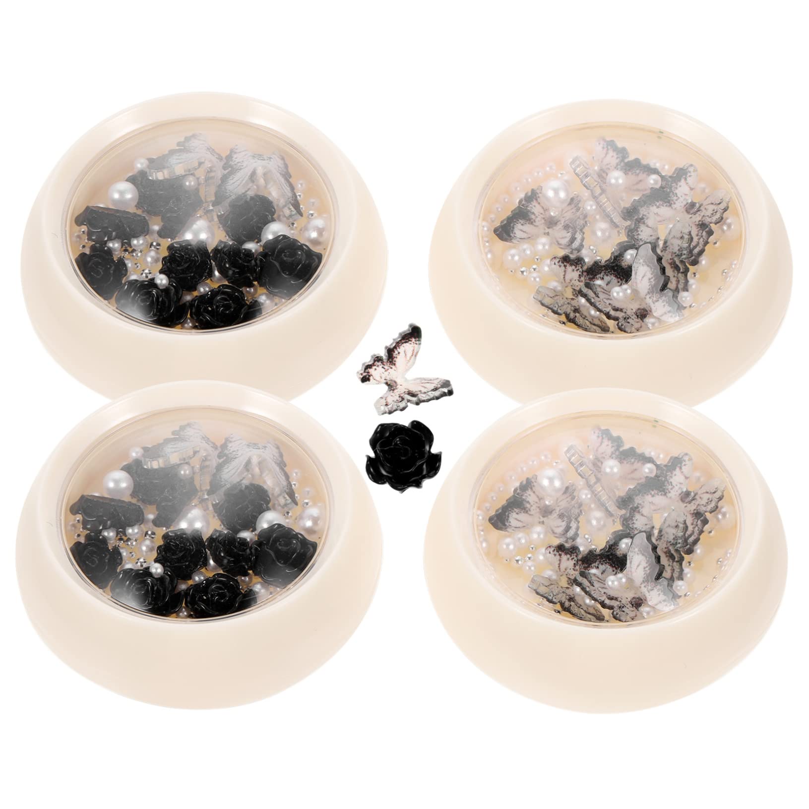 VICASKY 5 Set Shinestone Di Nera Arredamento Per Unghie Adesivo Cristalli Ciondolo Decorazioni Unghie Ciondoli Per Unghie Di Halloween Ciondoli Di Strass Resina 4 Scatole*5