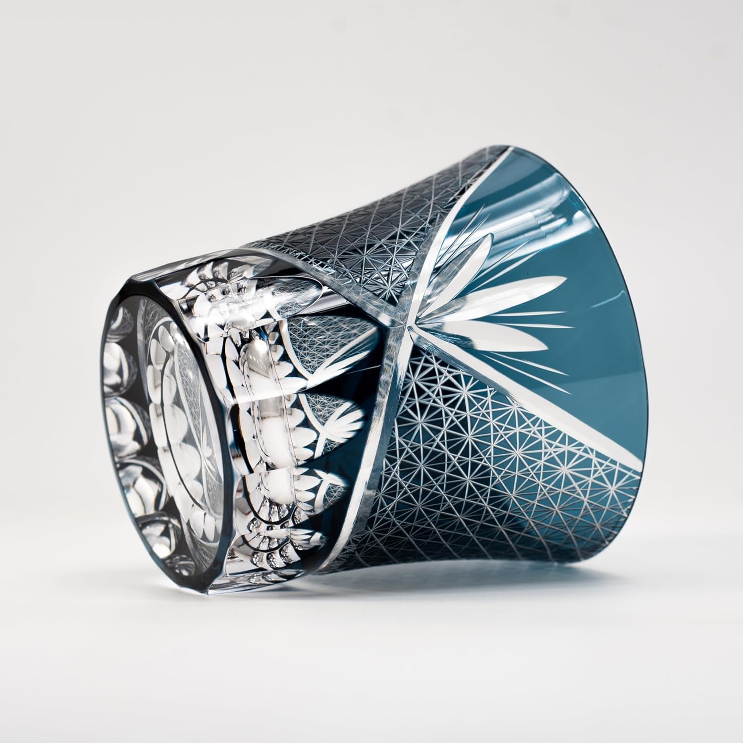 Edo Kiriko Whiskey Glass – Luxury Lead-Free Hand Cut Crystal Whiskey Glass with Gift Box| 260ml Elegant Old Fashioned Tumbler for Whisky, Cocktails– Gift for Men & Women & Dad (Blue) - Image 4