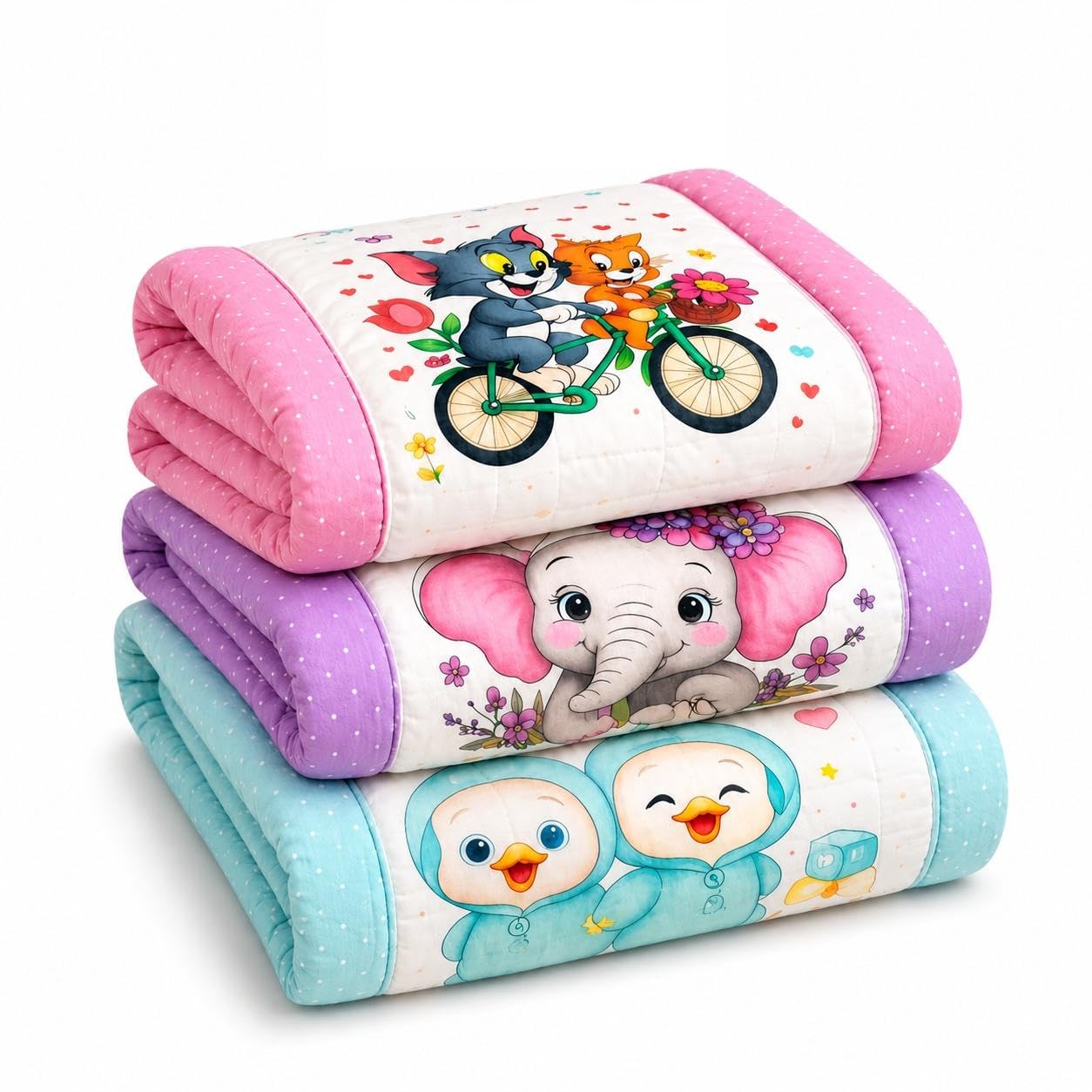 New Born Baby Godadi Combo Set Soft Cotton godi| Godari | Baby Bed | Crib Sheet | Cartoon Mat Baby Godadi | Bedding Set | Multicolor | (Pack of 3)-image-40