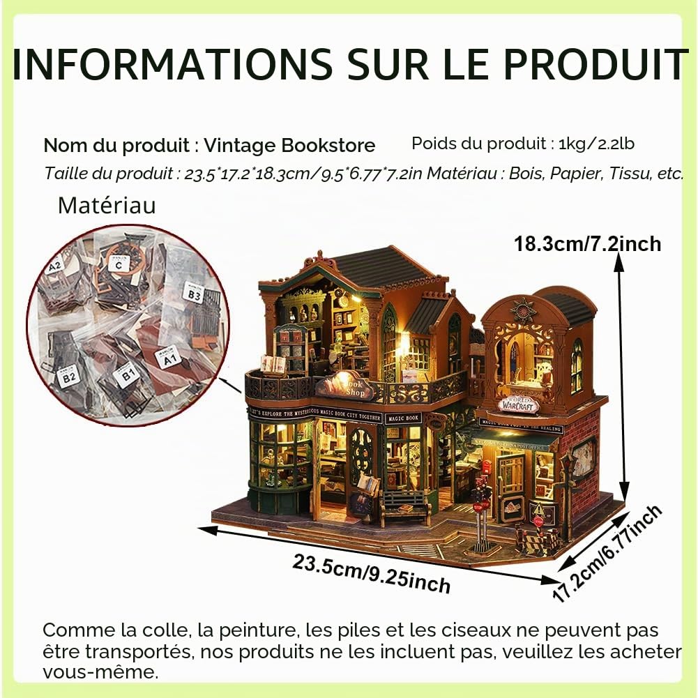 TOPBSFARNY Kit de maison de poupée 3D en bois - Bricolage miniature - Style chinois - Scène de cour - Bâtiment avec musique - Créativité - Cadeau d'anniversaire d'Halloween (avec protection contre TOPBSFARNY Kit de maison de poupée 3D en bois - Bricolage miniature - Style chinois - Scène de cour - Bâtiment avec musique - Créativité - Cadeau d'anniversaire d'Halloween (avec protection contre