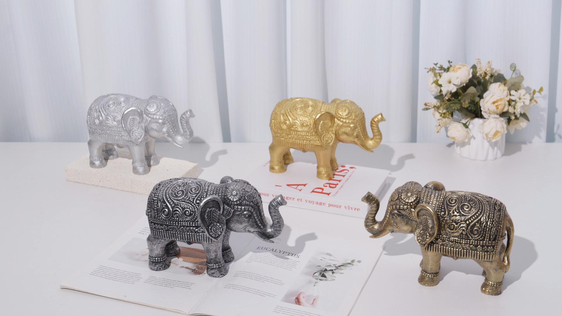 Estatua de Elefante Decoración Hogar 9 Pulgadas Oro miniatura 7