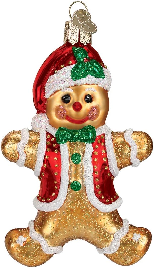 Old World Christmas Gingerbread Boy Glass Blown Ornament for Christmas Tree, Handcrafted Holiday Decoration, Gingerbread Collection
