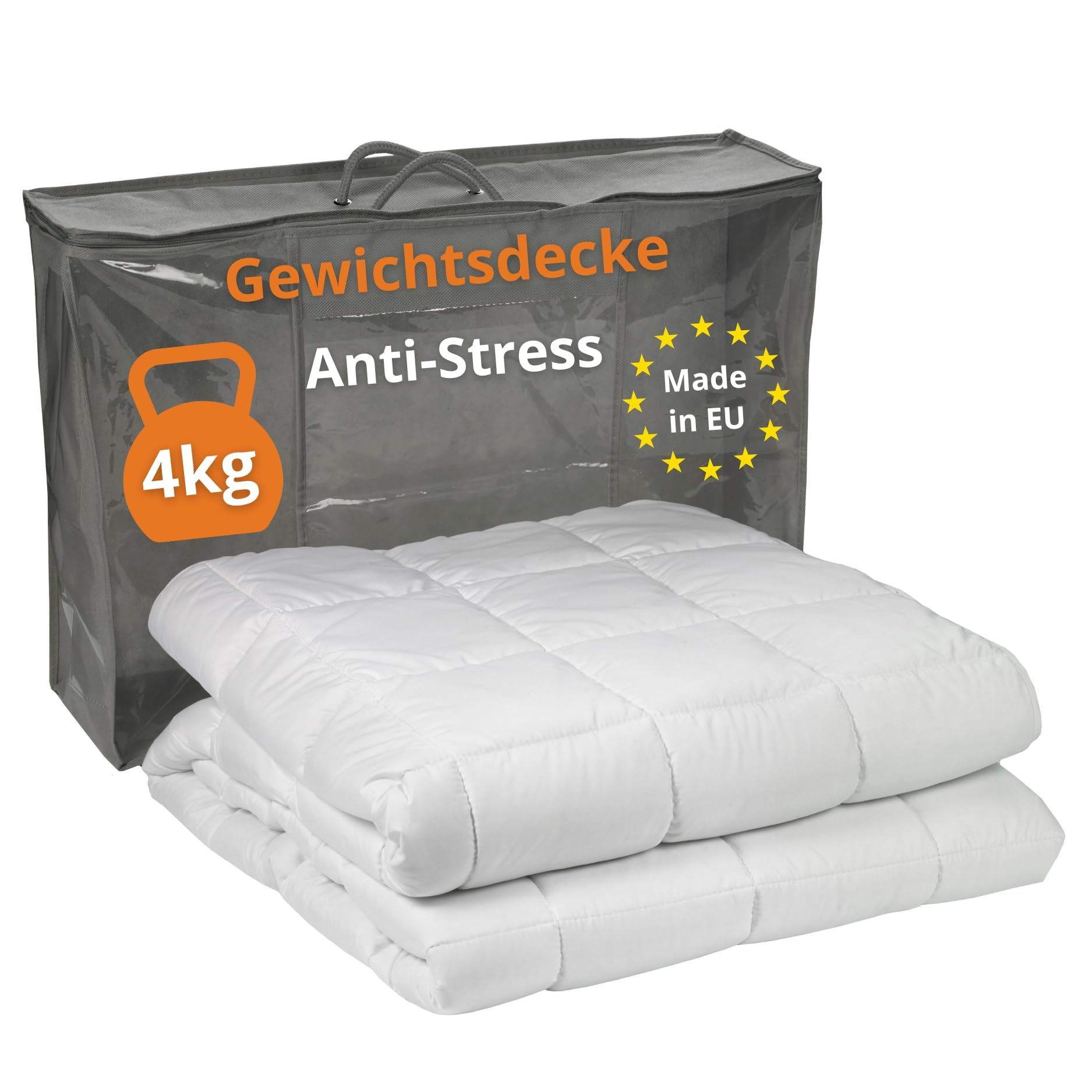 sleepling Gewichtsdecke 135x200 cm, 4 kg, Therapiedecke, Entspannungsdecke | Schwere Decke mit Glasperlenfüllung gegen Stress und Schlafstörungen, Für Erwachsene, Weighted Blanket 135 x 200, Made in EU