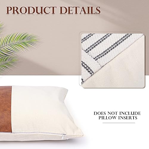 Miniatura 9 de Tradder Juego de 5 fundas de almohada de piel sintética de 20 x 20 pulgadas, 18 x 18 pulgadas, 12 x 20 pulgadas, fundas de almohada decorativas