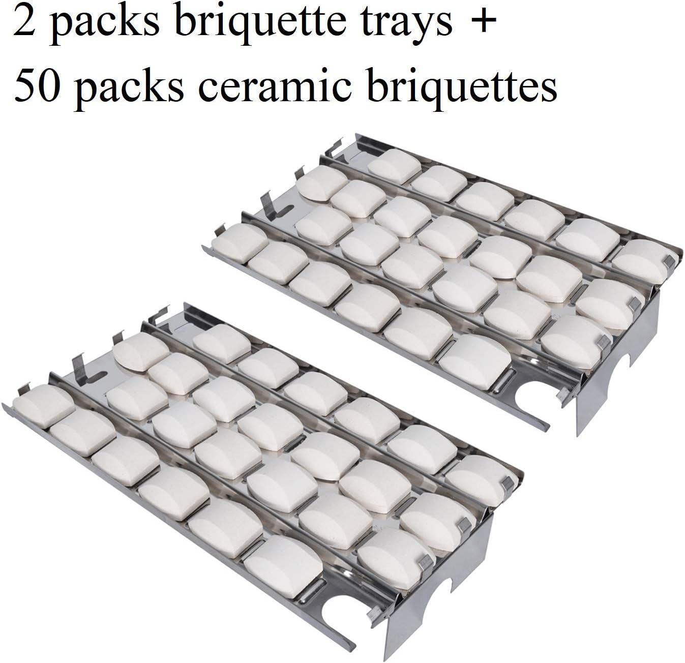 GasSaf Heat Plate for Lynx CS30, L27, L30, L30PSP, L30APSFR, L36, L42, L54, LBQ27FR Gas Grill, 50-Pack Ceramic Briquettes & 2-Pack Stainless Steel Briquette Trays