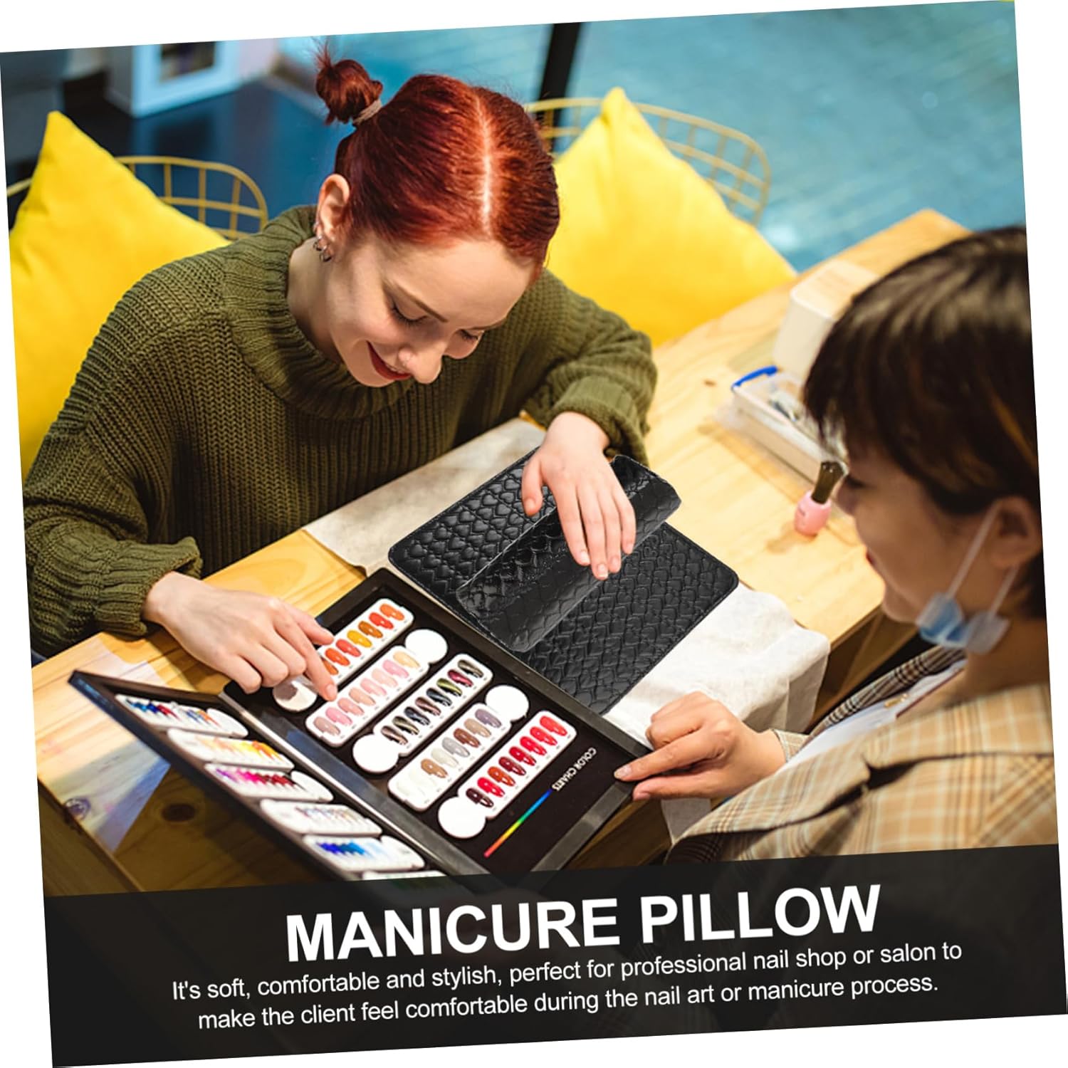 1set Pu Leather Nail Art Hand Rest Cushion Soft Nail Cushion Pillow for Manicure and Comfortable Arm Rest Pad for Home Use Black