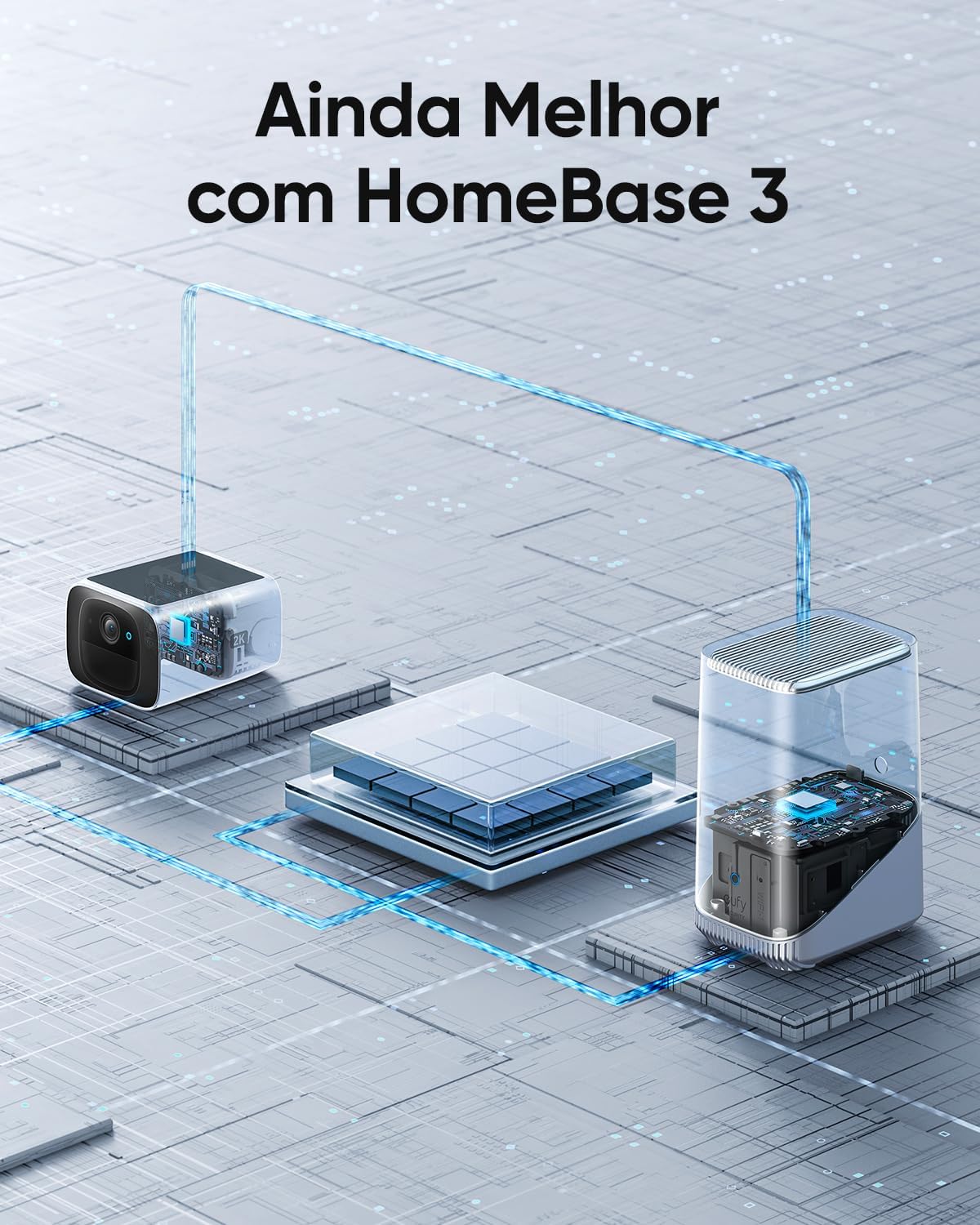 eufy SoloCam S220 por anker, Câmera De Segurança Wi-Fi Externa, Solar Sem Fio Externa, 2K, Energia Contínua, Monitoramento inteligente de IA, Trabalha Com Alexa/HomeBase 3, Sem Taxa Mensal