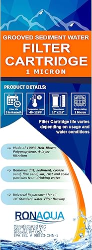 Miniatura 8 de Ronaqua - Cartucho de filtro de agua de sedimentos ranurados de 10 x 2.5 pulgadas, cuatro capas de filtración, elimina arena, suciedad, limo, óxido,