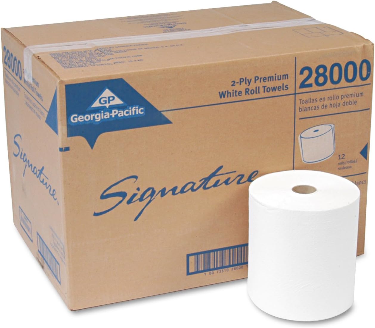 Signature 28000 Signature Roll Towels,Non-Perf,2-Ply,7-7/8-Inch x350-Ft,12/CT,WE