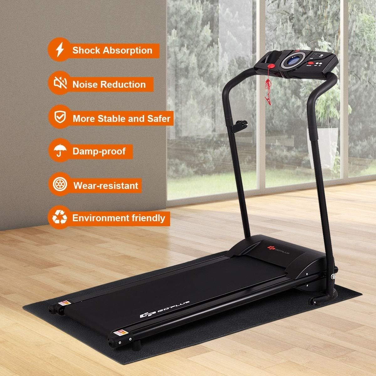 GOFLAME Treadmill Mat, High Density Waterproof PVC, Exercise Bike Equipment Mat, Floor Protector Pad for Home and Gym Use (5' x 2' x 0.2")