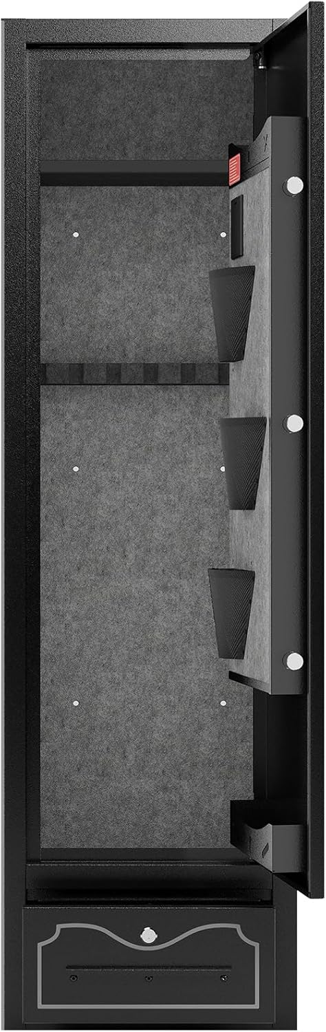 Black & Steel 8-Gun Capacity Rifle Safe: Securely Holds Rifles, Pistols, and Shotguns with Quick Access Digital Lock & Removable Shelf!