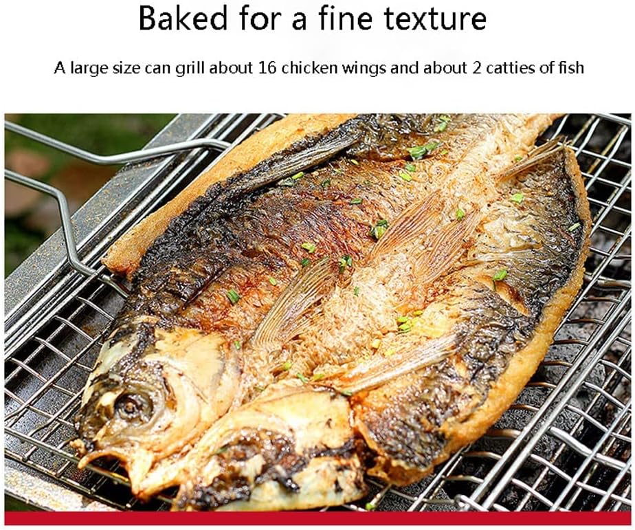 Grill Baskets for Outdoor Grill Round Grill Basket Stainless Steel BBQ Basket with Handles Portable Outdoor Camping Grill for Fish, Shrimp, Vegetables, Grill(Color:32 * 22cm,Size:1 pcs)