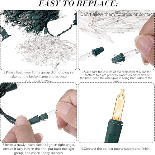 Miniatura 10 de Roowest 1600 mini bombillas de repuesto de 2.5 voltios para árbol de Navidad, iluminación de temporada para decoración al aire libre, 0.17 amperios,