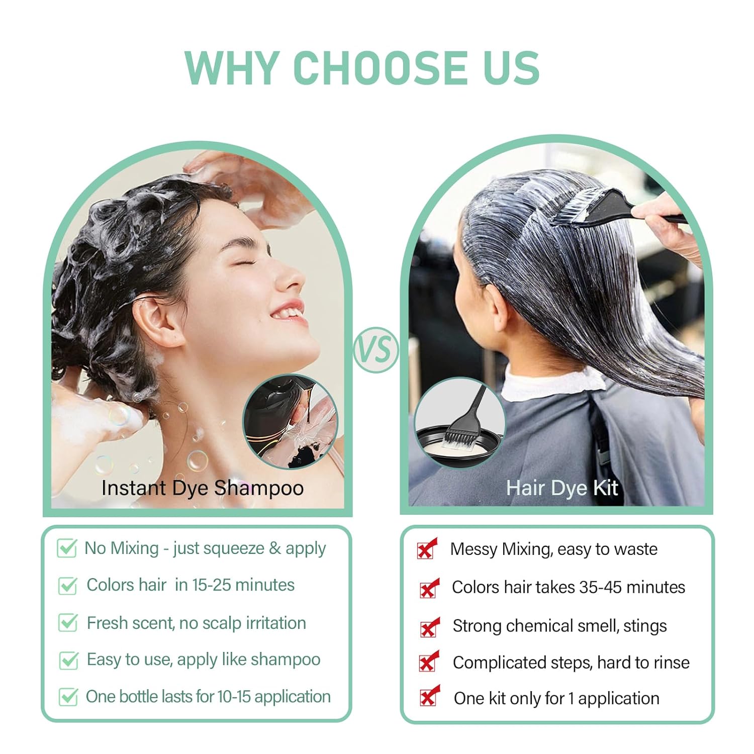 Brown Hair Dye Shampoo, Instant Hair Color for Women Men, Colors in Minutes, Long Lasting Coconut Dye Shampoo, Champu Para Canas 16.90 Fl Oz - Image 3