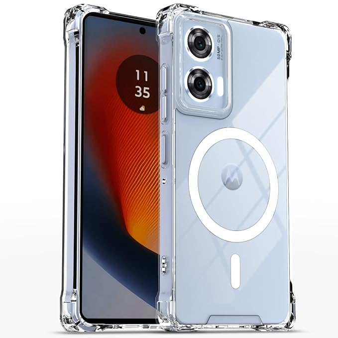 Pikkme Back Cover for Motorola Moto Edge 50 Fusion 5G / Motorola Moto G96 5G | Shockproof PC + TPU Magnetic Support Protective Bumper Case (Transparent Mag-Safe)