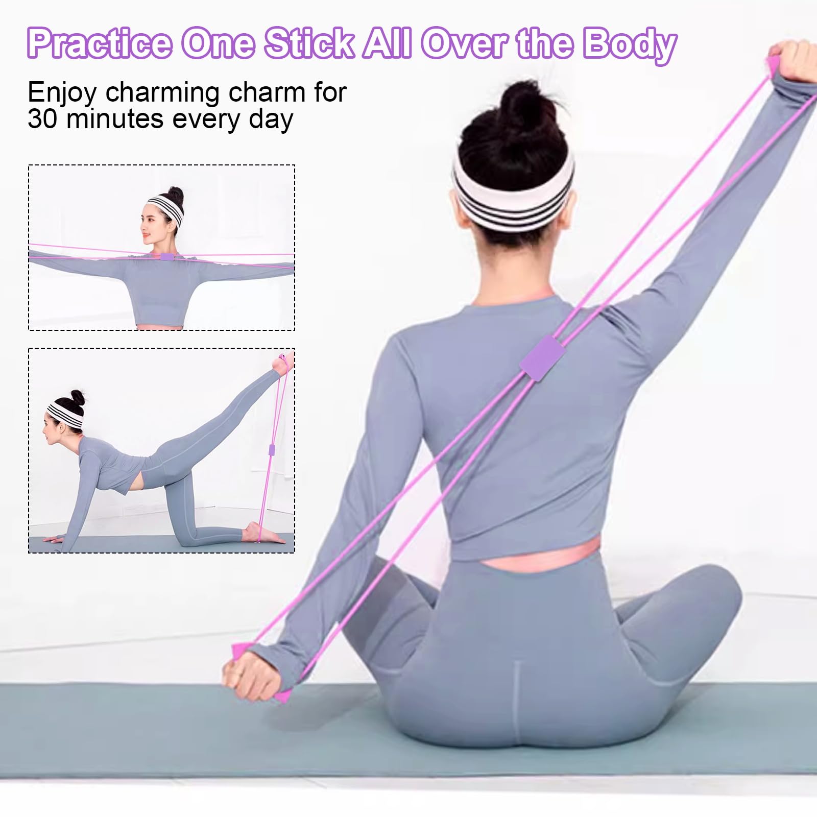 Kit de Pilates pour la maison, le Pilates - Kit essentiel pour femme - Avec balle de Pilates de 25 cm - Sangle de yoga - 2 bandes de résistance - Accessoires de Pilates - Kit de pilates - Kit de