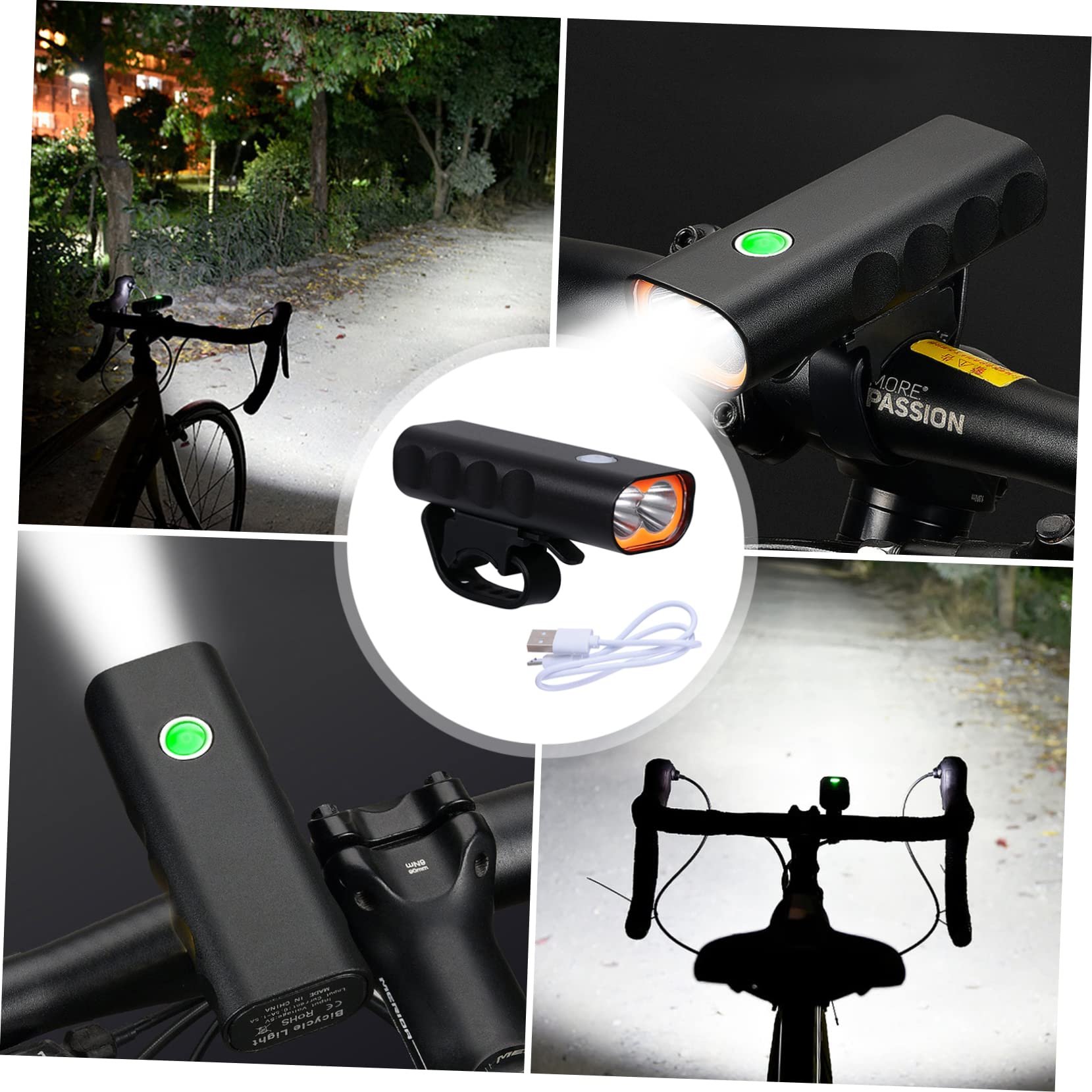 Balacoo Led Bike Headlight Night Riding Lamp Rechargeable 3 Lighting Modes Waterproof