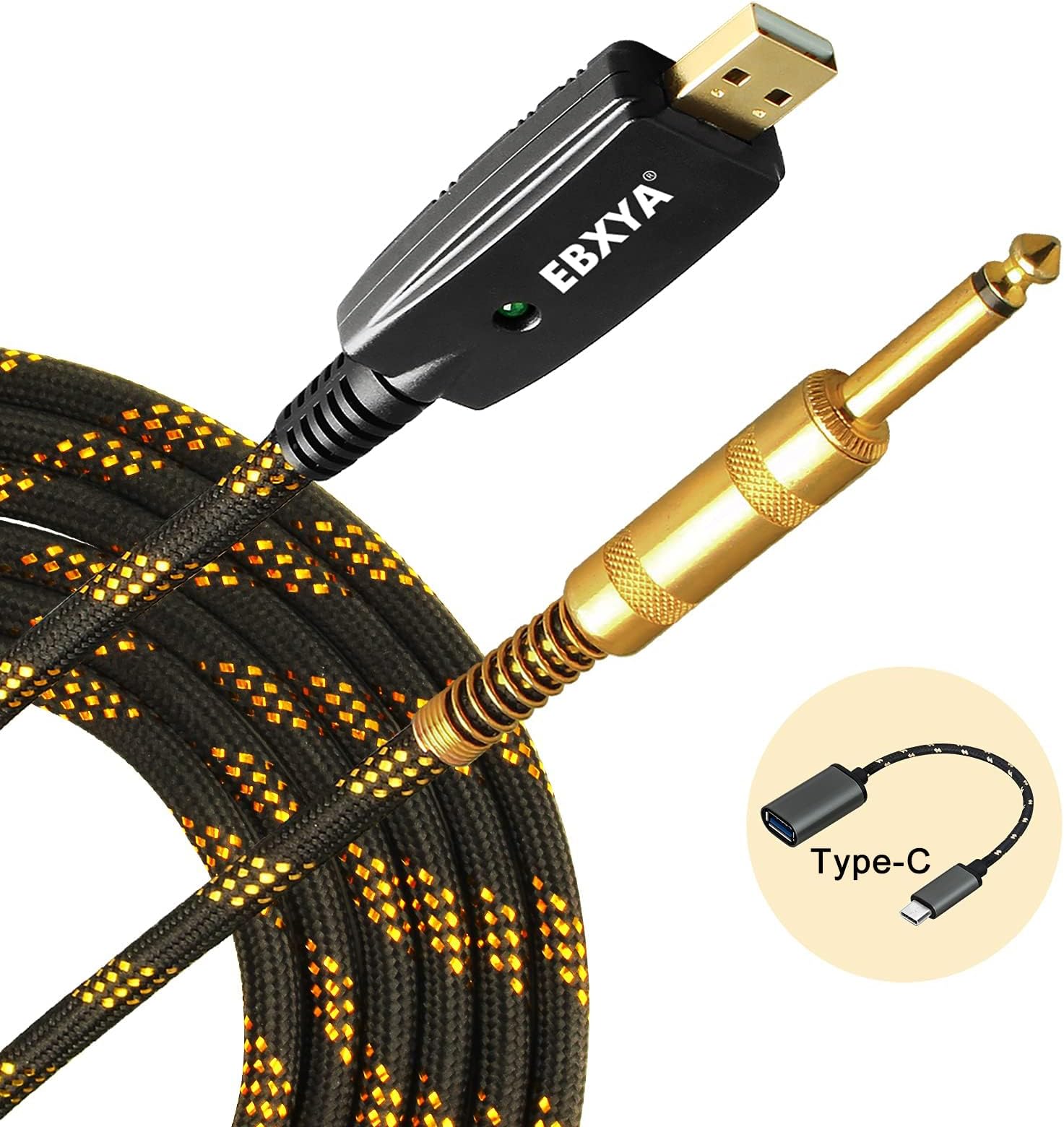 EBXYA USB Guitar Cable - 3M USB to TS 1/4 Guitar Jack for Bass and Computer Music Recording
