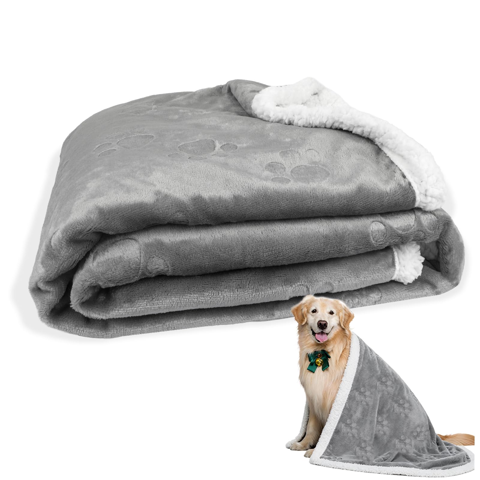 Neerow Dog Blanket Large Washable, 150×100cm Waterproof Pet Blanket, Reversible Dog Fleece Blankets for Dogs Cats Bed Sofa Travel