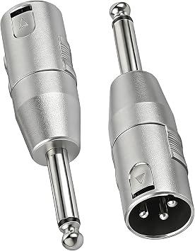 2 Pack XLR to Jack Adapter 6.35mm TRS to XLR Male Converter Mono