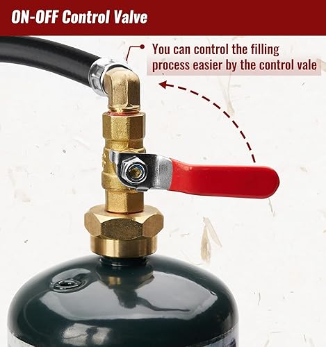 Miniatura 5 de Manguera adaptadora de repuesto de propano de 3 pies con medidor y válvula de control de encendidoapagado, manguera de recarga de propano de