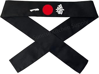 SUNRISE Japanese Sushi Chef Hachimaki Karate Headband - Black Number One