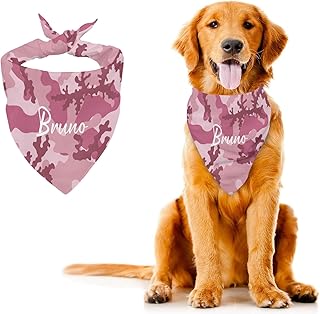 Pink Camouflage Personalized Dog Bandana Custom Dog Scarf Puppy Bandanas Bib with Name Christmas Birthday Gift