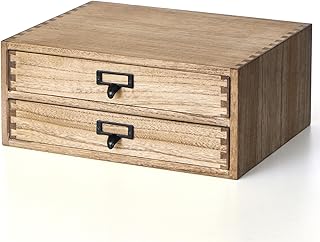 Kirigen Drak Wooden Office Storage Drawers Shallow Type - Desktop Filing Organization for Machine Printer Stand (BR, 2-Layer&2 Drawers)
